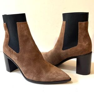 RAG & BONE BRYNN Suede Pull On Heeled Chelsea Brown Ankle Boots 37